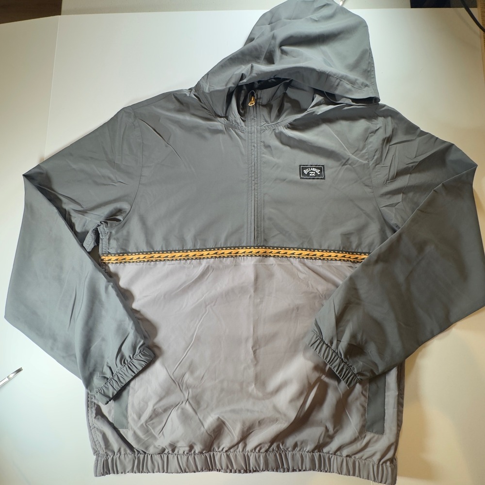 Billabong Rockies Anorak Jacket Grey Two Tone Quarter Zip Hooded Surf Size M 80